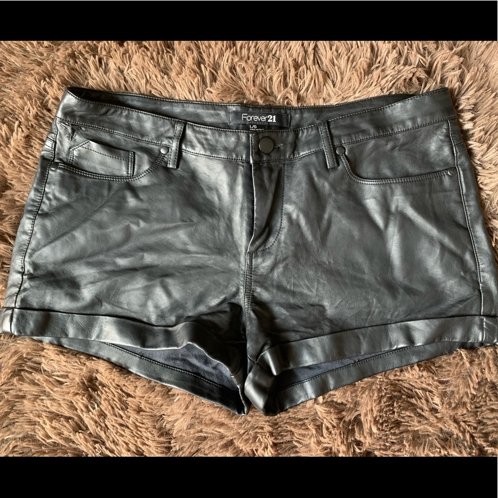 Faux leather shorts